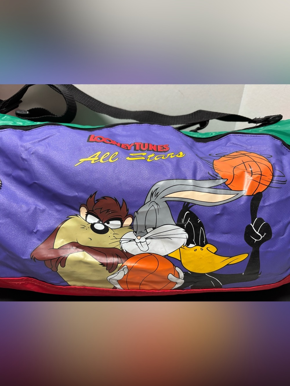 Vintage 1993 Looney Tunes All Stars Basketball Duffle Bag 90s - Picture 2 of 16